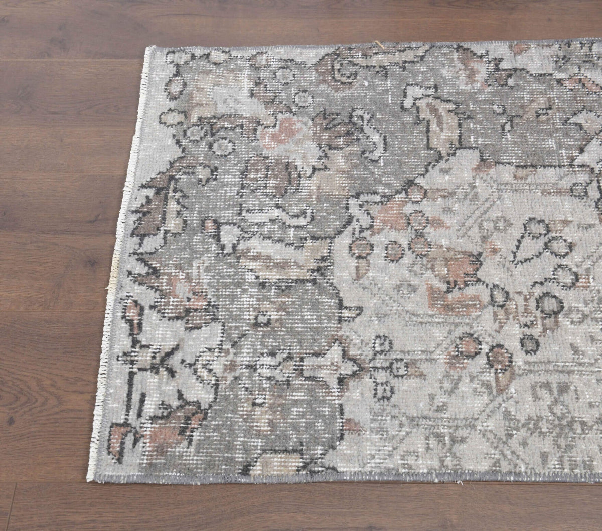 Antre ve koridor için çiçek desenli el dokuma vintage yolluk – 60x297 cm