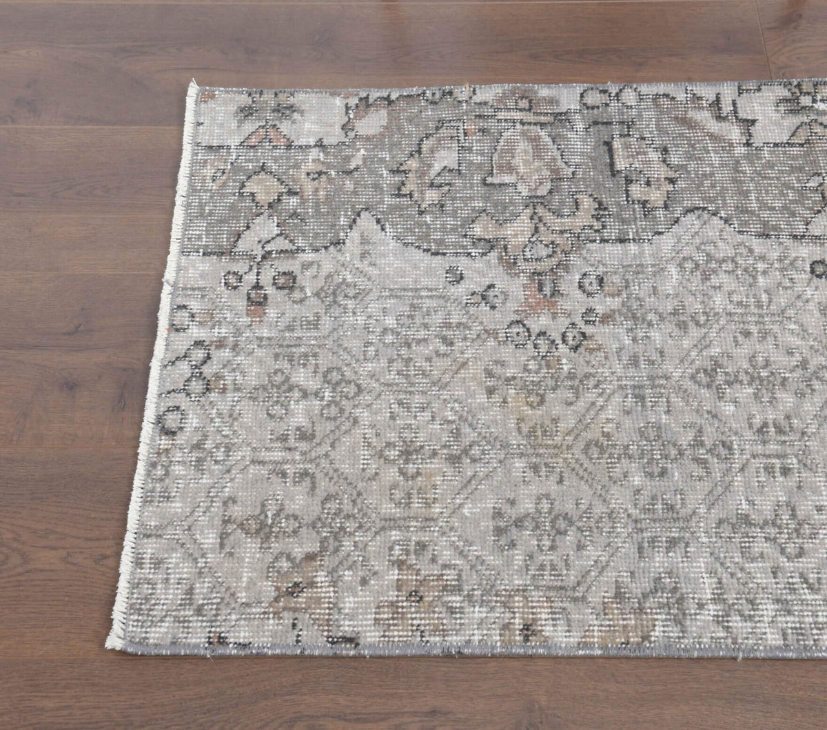 Antre ve koridor için oryantal desenli el dokuma vintage yolluk – 64x297 cm