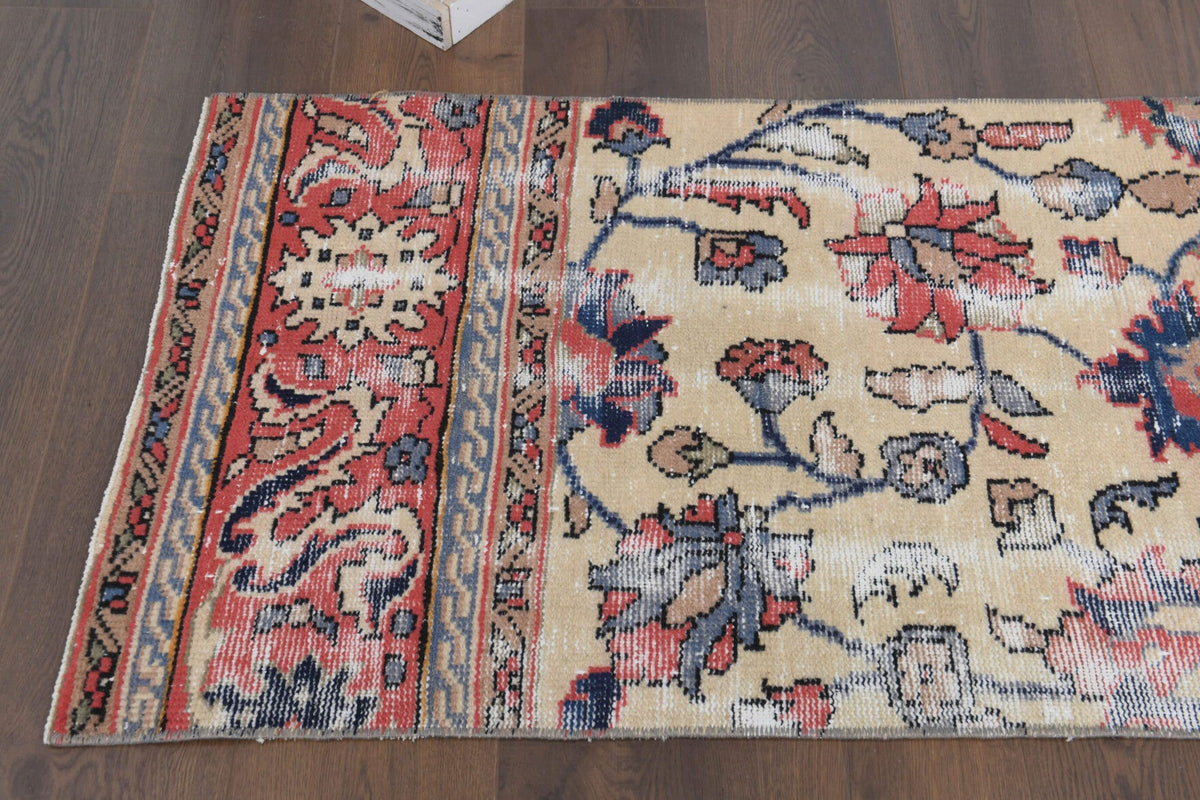 El yapımı vintage yolluk 66x305 cm çiçek desenli desenli yün - desen detayı