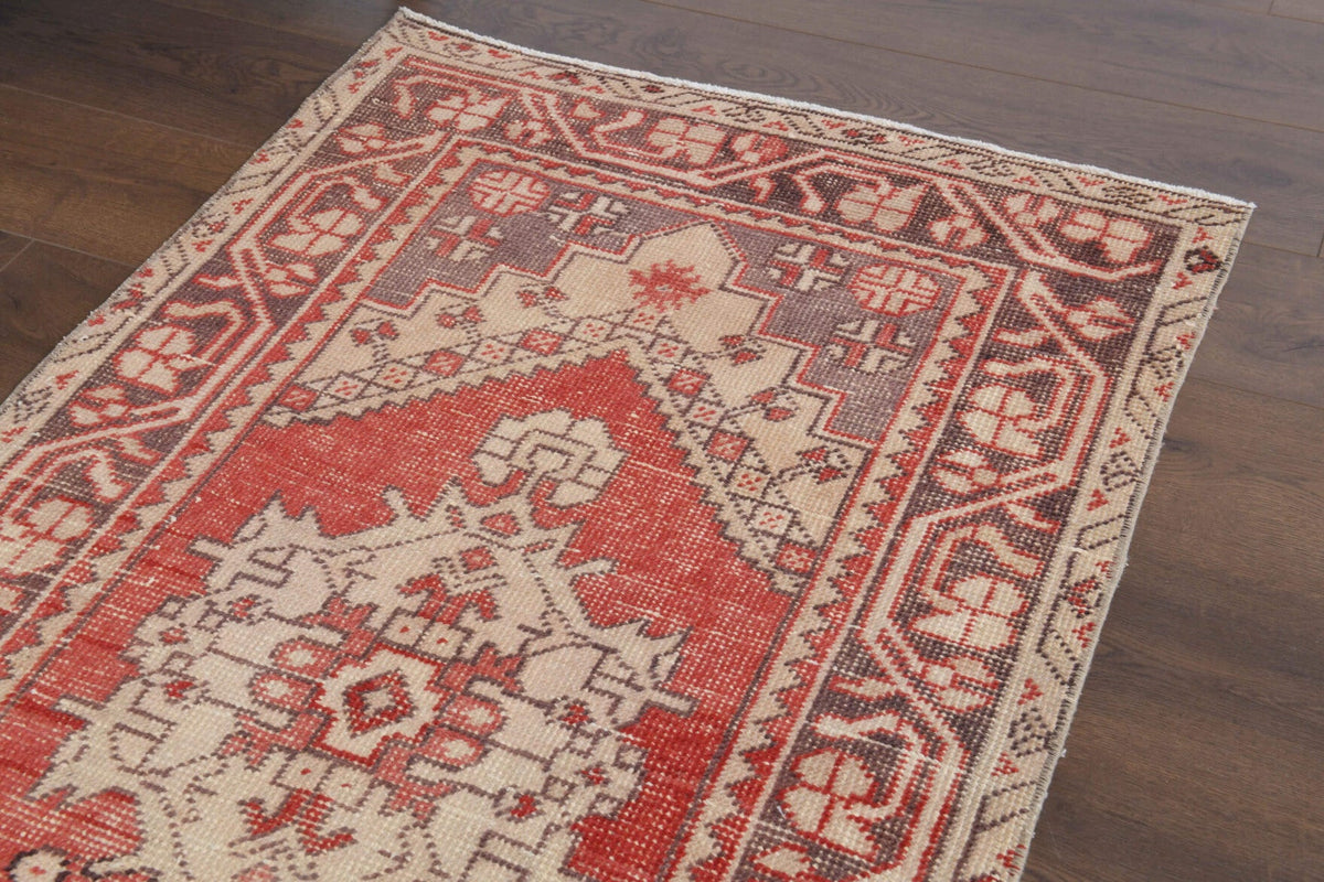Antre ve koridor için oryantal desenli el dokuma vintage yolluk – 87x299 cm