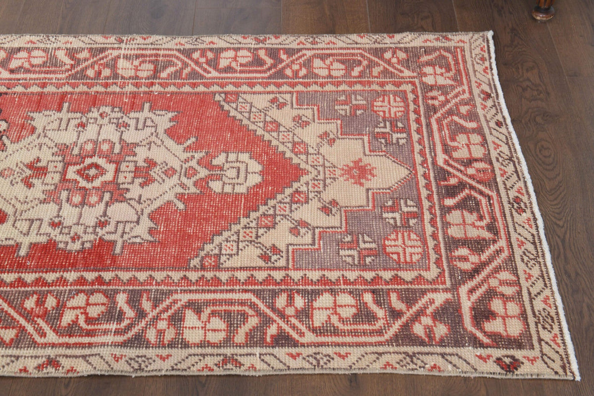 Vintage yolluk 87x299 cm – turuncu oryantal desenli, el dokuma