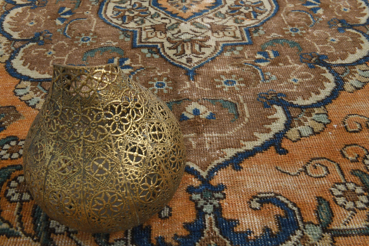 El yapımı vintage yolluk 94x340 cm oryantal desenli yün - detay görünümü