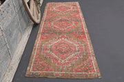 1970'lerden Anadolu kökenli oryantal desenli el dokuma vintage yolluk, 102x312 cm