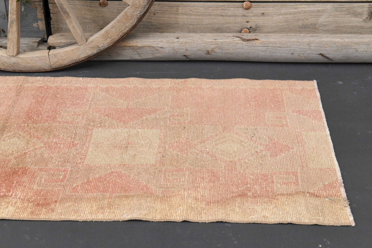El yapımı vintage yolluk 86x229 cm oryantal desenli yün - üstten görünüm