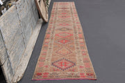 1970'lerden Anadolu kökenli tribal desenli el dokuma vintage yolluk, 80x400 cm