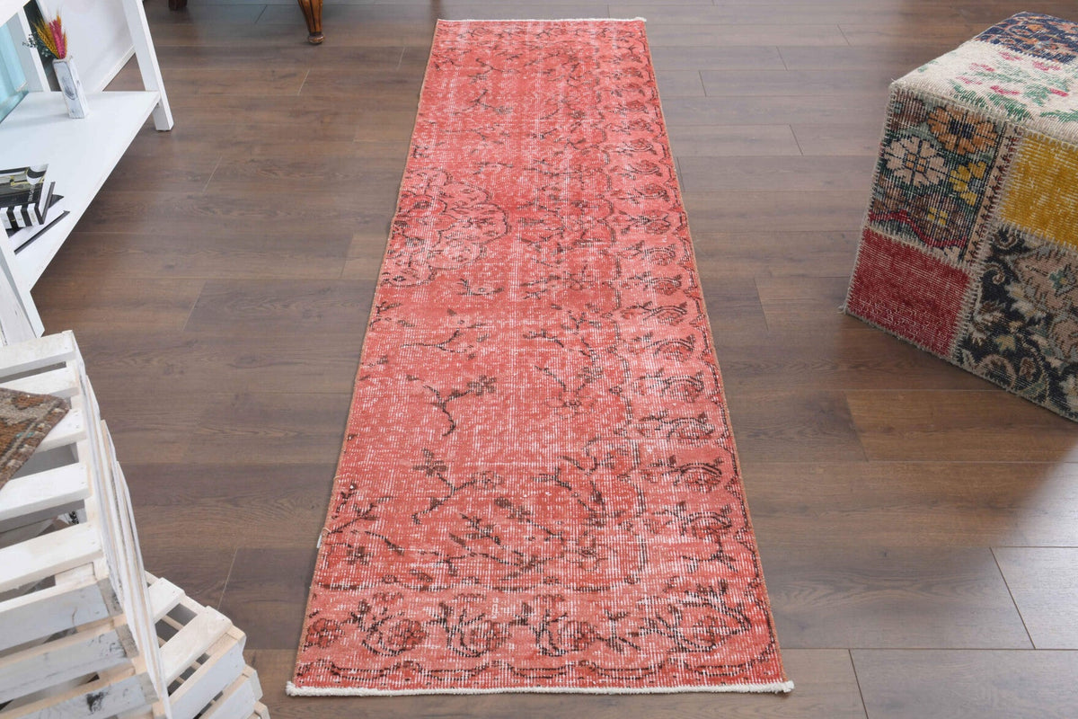 El yapımı vintage yolluk 61x244 cm çiçek desenli desenli yün - detay görünümü