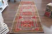 1970'lerden Anadolu kökenli oryantal desenli el dokuma vintage yolluk, 110x300 cm