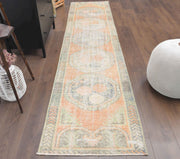 1970'lerden Anadolu kökenli oryantal desenli el dokuma vintage yolluk, 77x339 cm