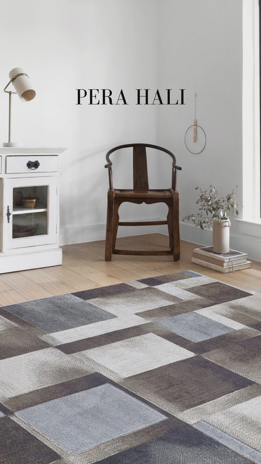 Videoyu yükle: Modern Geometrik Kahve Gri Halı