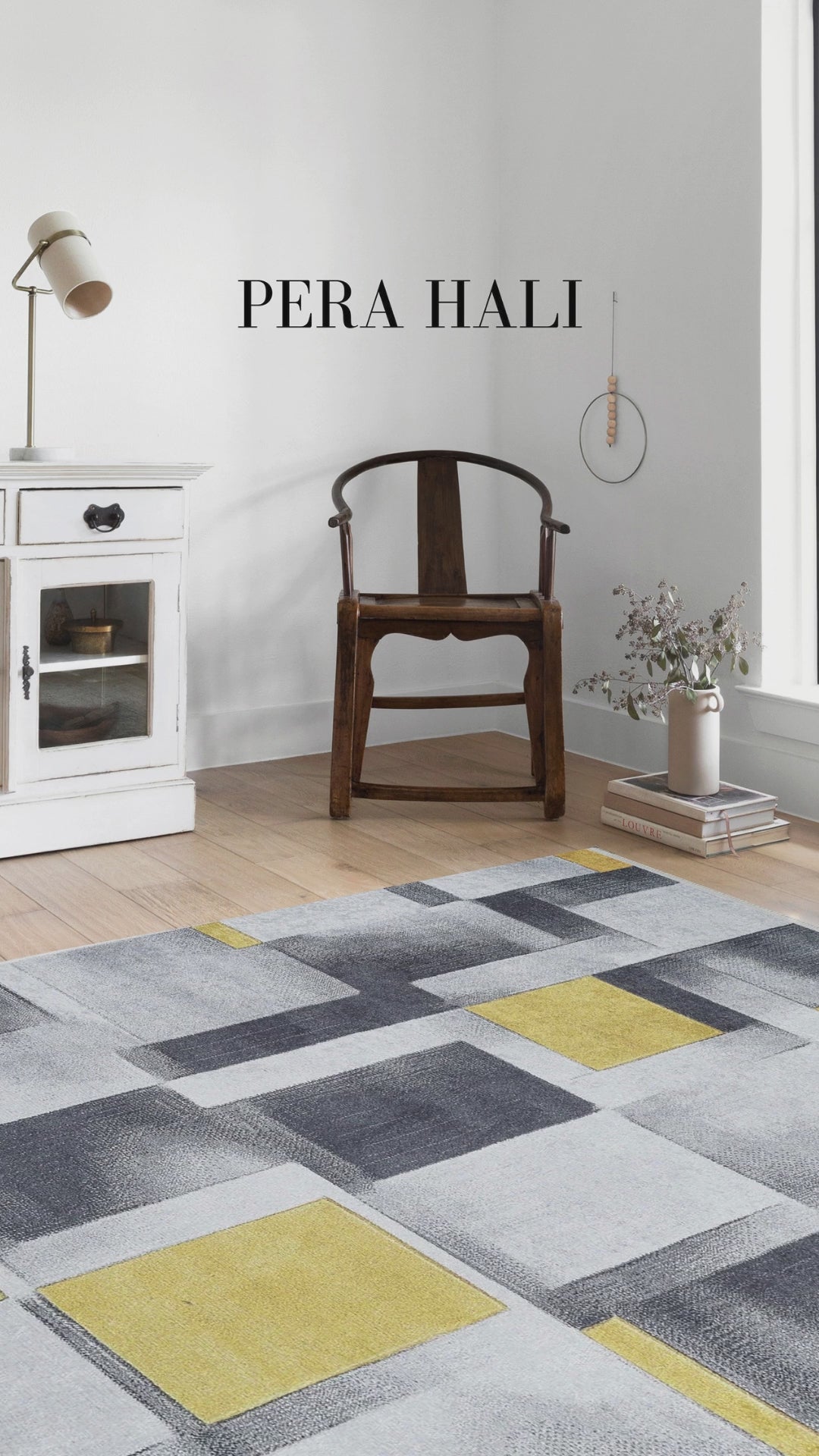 Videoyu yükle: Gri Sarı Modern Geometrik Halı