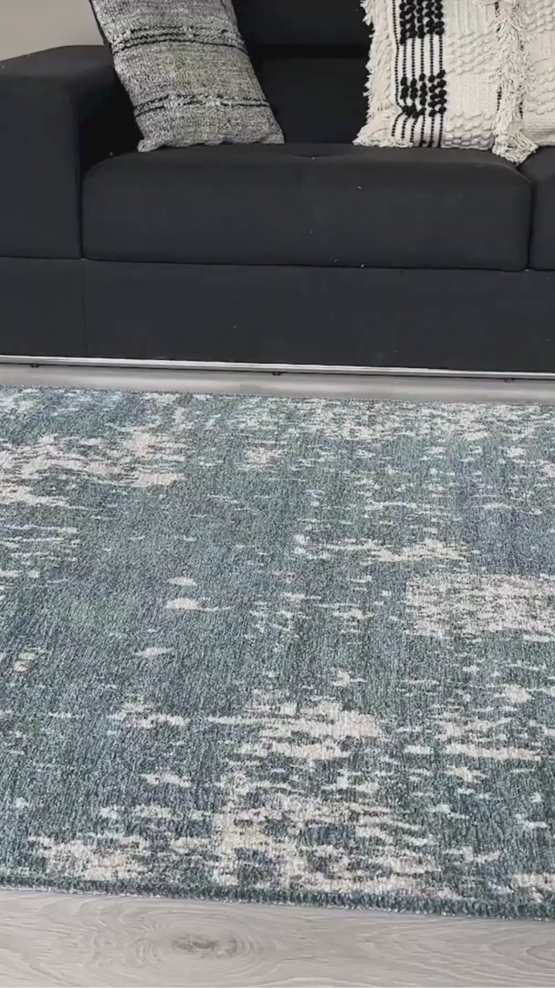 Load video: Grey Black and Yellow Gold Double-Sided Modern Washable Antibacterial Rug