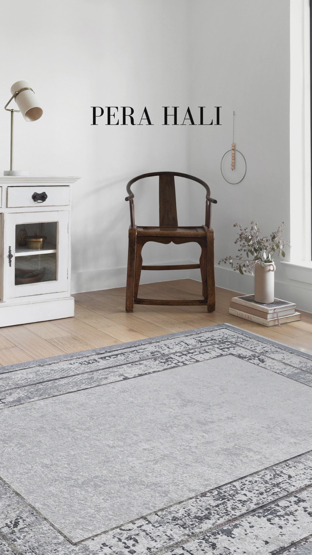 Videoyu yükle: Açık Gri Modern Minimalist Çerçeveli Halı