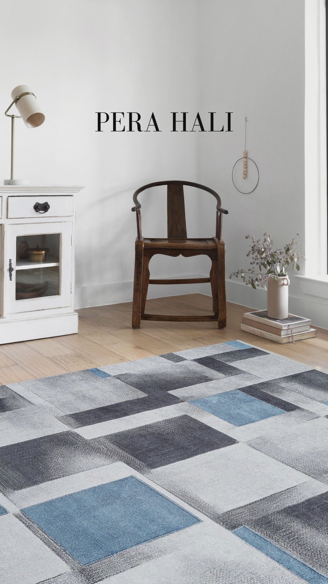 Videoyu yükle: Modern Geometrik Gri Mavi Halı