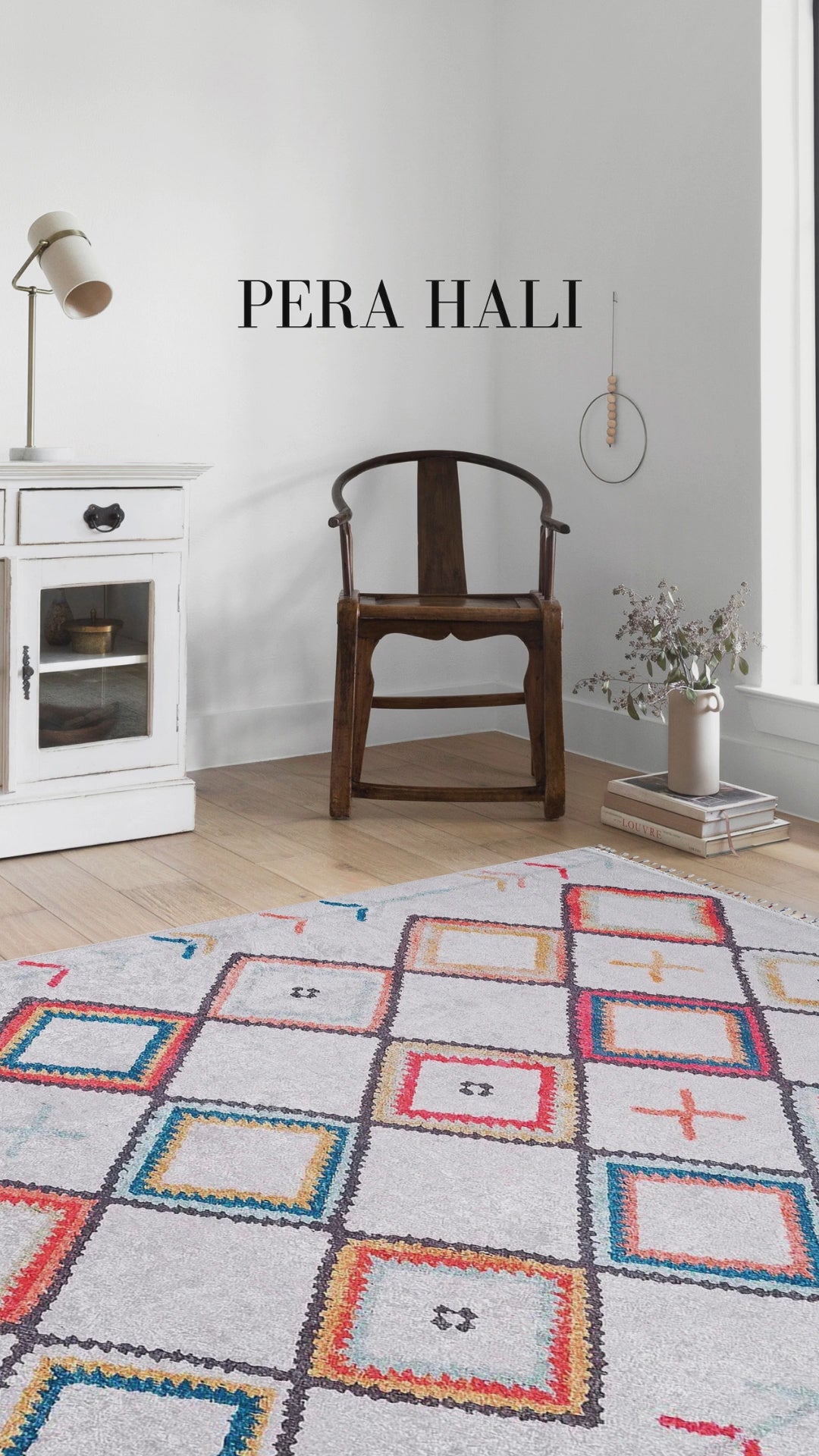 Videoyu yükle: Örgü Saçaklı Çok Renkli Fas Tarzı Geometrik Halı