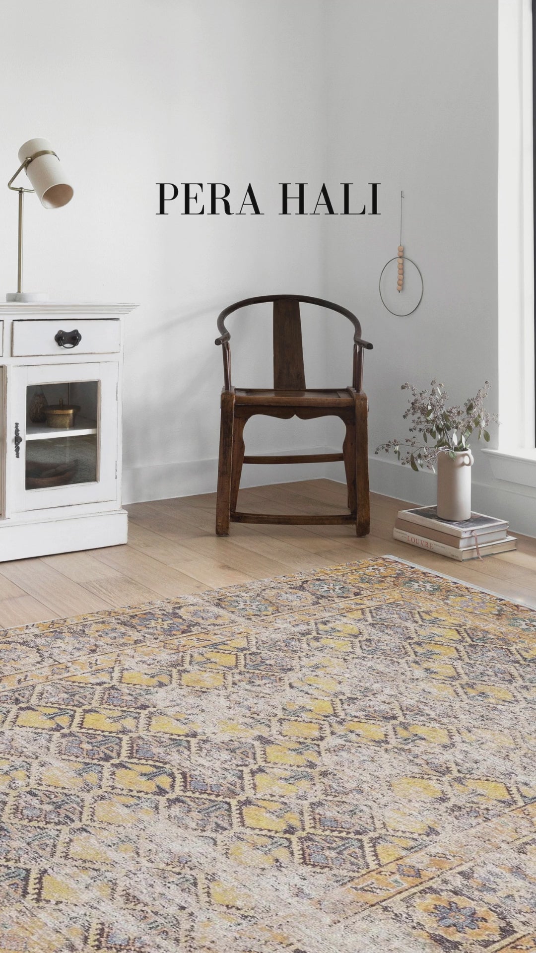 Video laden: Gelber moderner Teppich mit Wabenmuster