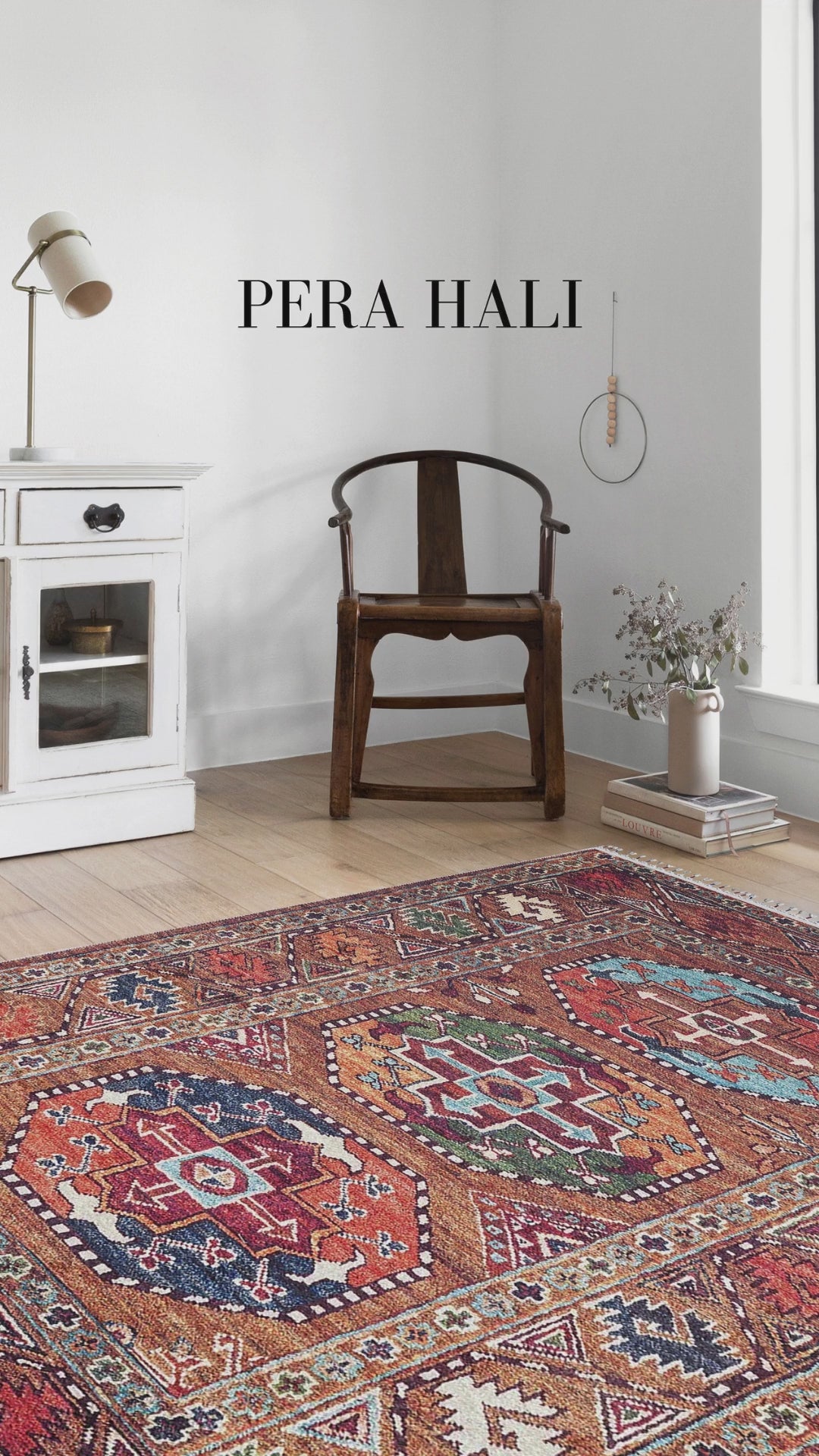 Videoyu yükle: Etnik Kahverengi Çok Renkli Bohem Halı