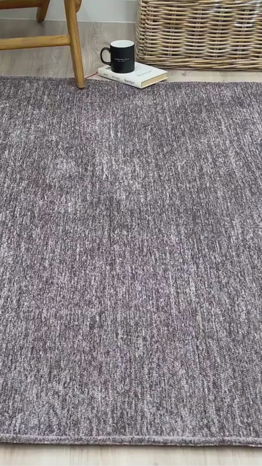 Load video: Gray Black Modern Plain Washable Antibacterial Carpet