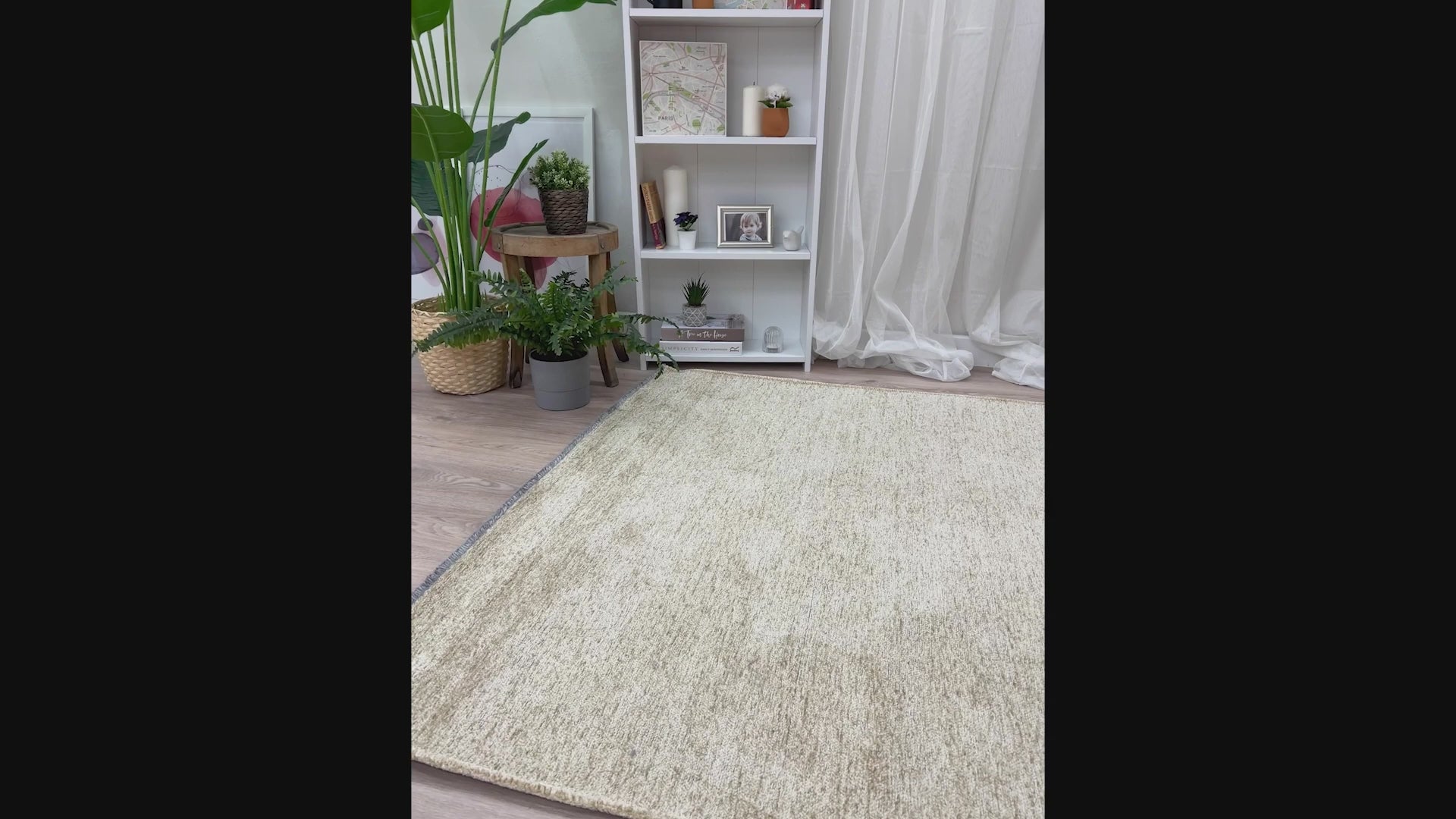 Videoyu yükle: Bej Pamuk Polyester Modern Düz Yıkanabilir Antibakteriyel Halı