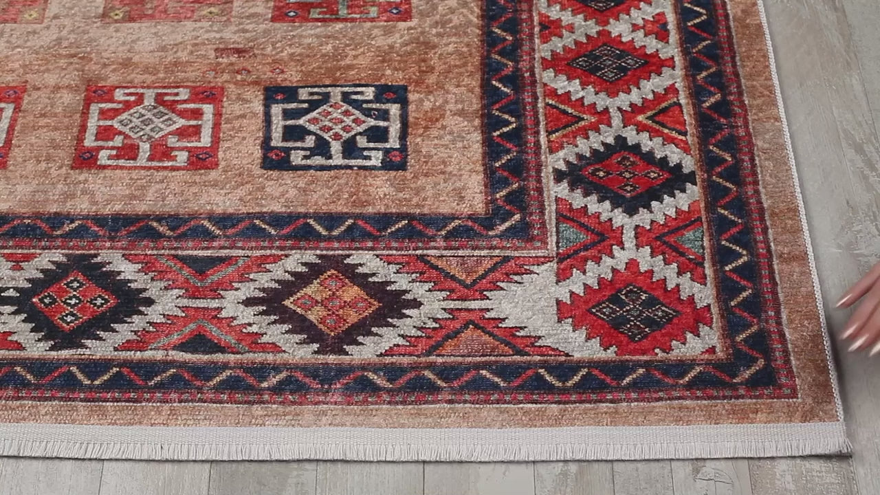 Video laden: Oranger Vintage Teppich