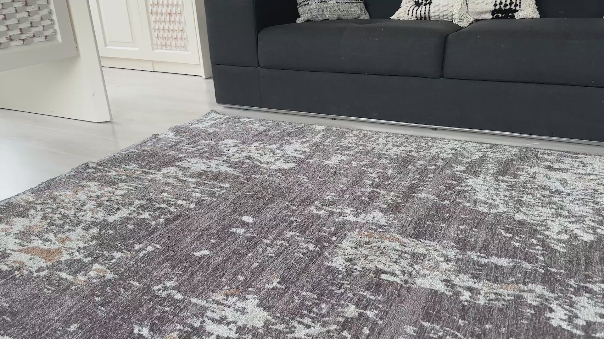 Videoyu yükle: Beyaz Bej Pamuk Polyester Çift Taraflı Modern Yıkanabilir Antibakteriyel Halı