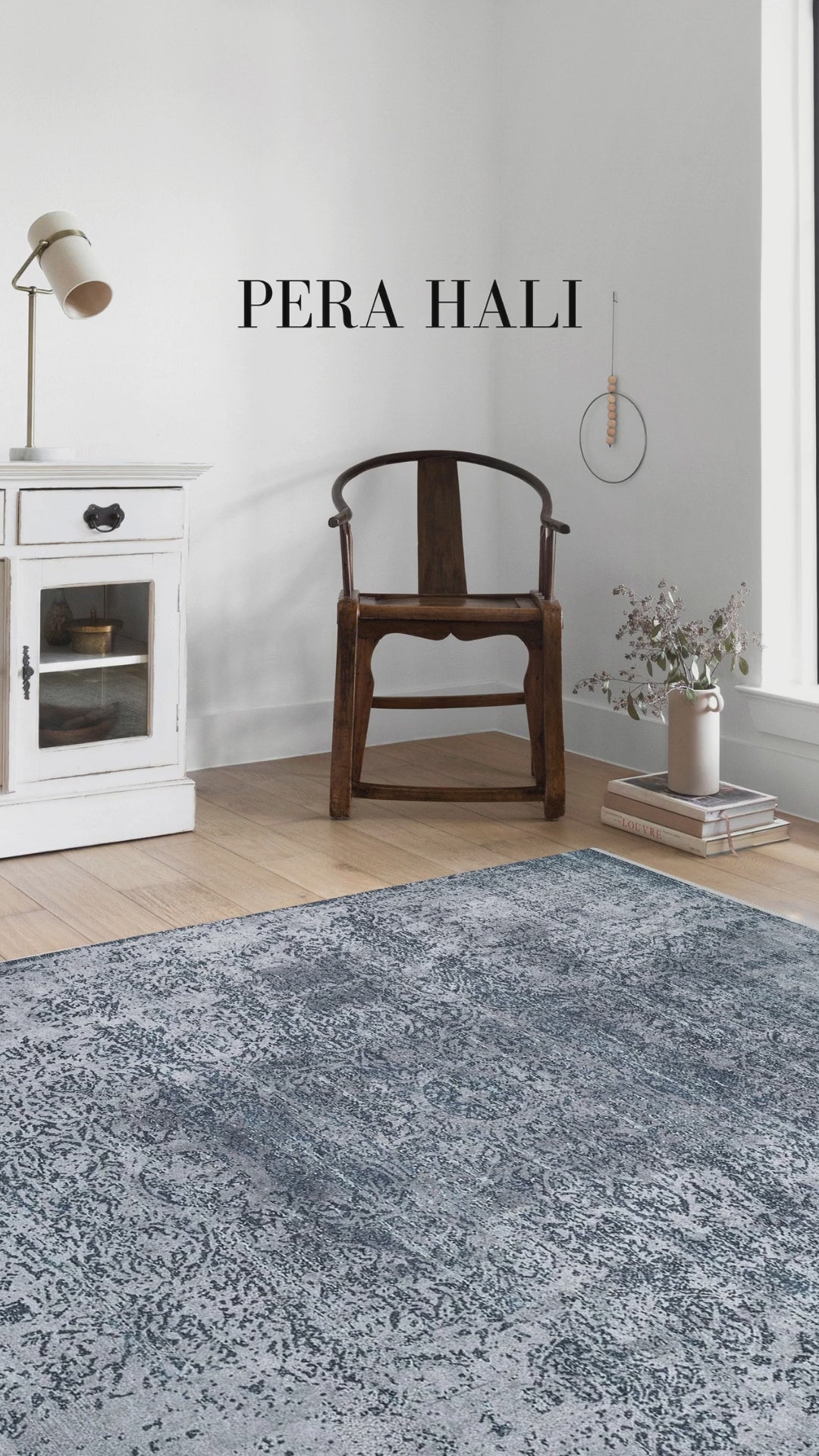 Videoyu yükle: Açık Mavi Gri Eskitme Halı