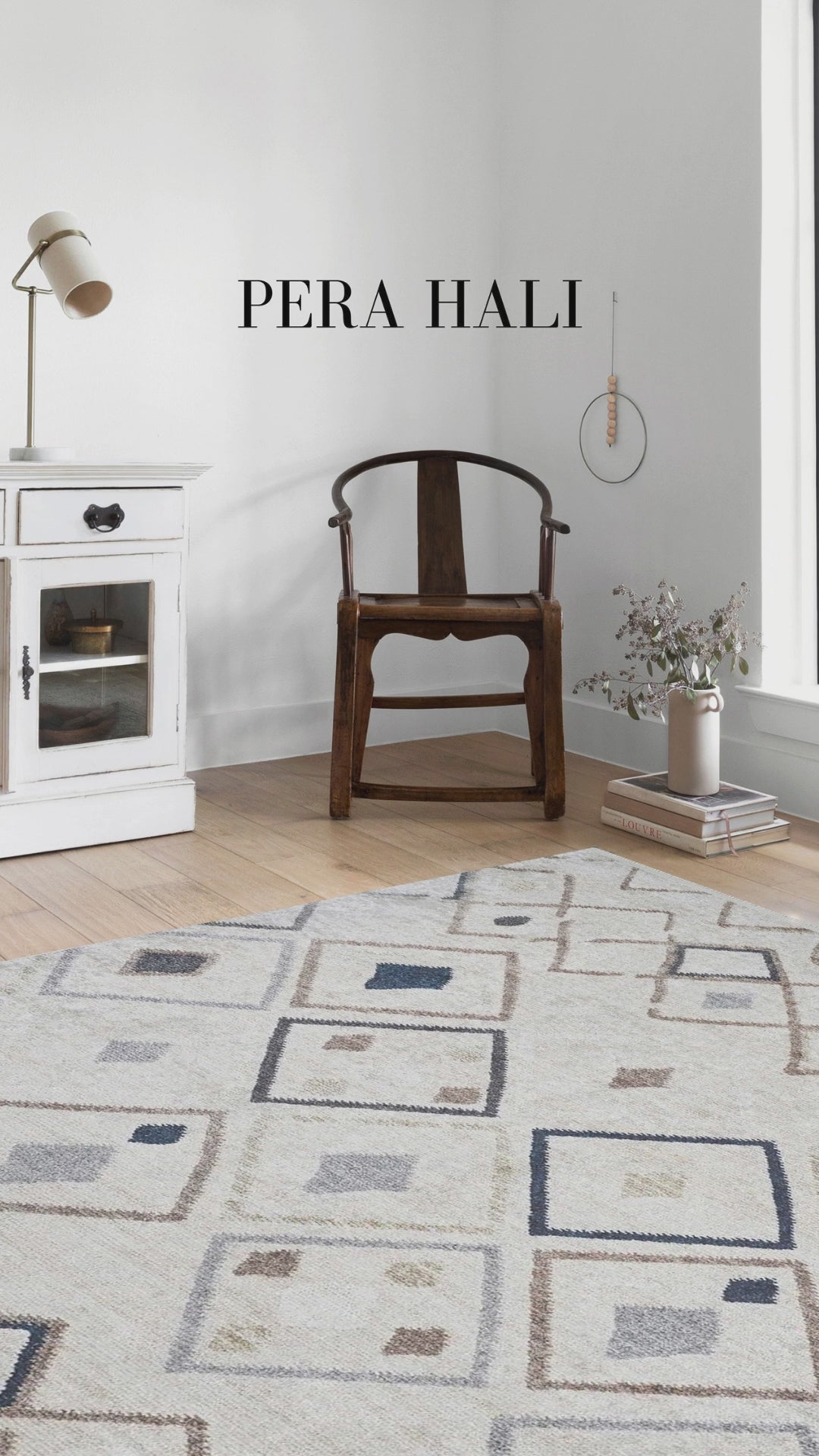 Videoyu yükle: Fas Tarzı Geometrik Desenli Bohem Kilim Halı