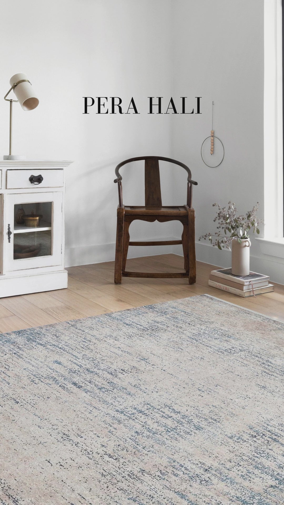 Videoyu yükle: Açık Bej ve Soluk Mavi Çizgili Halı