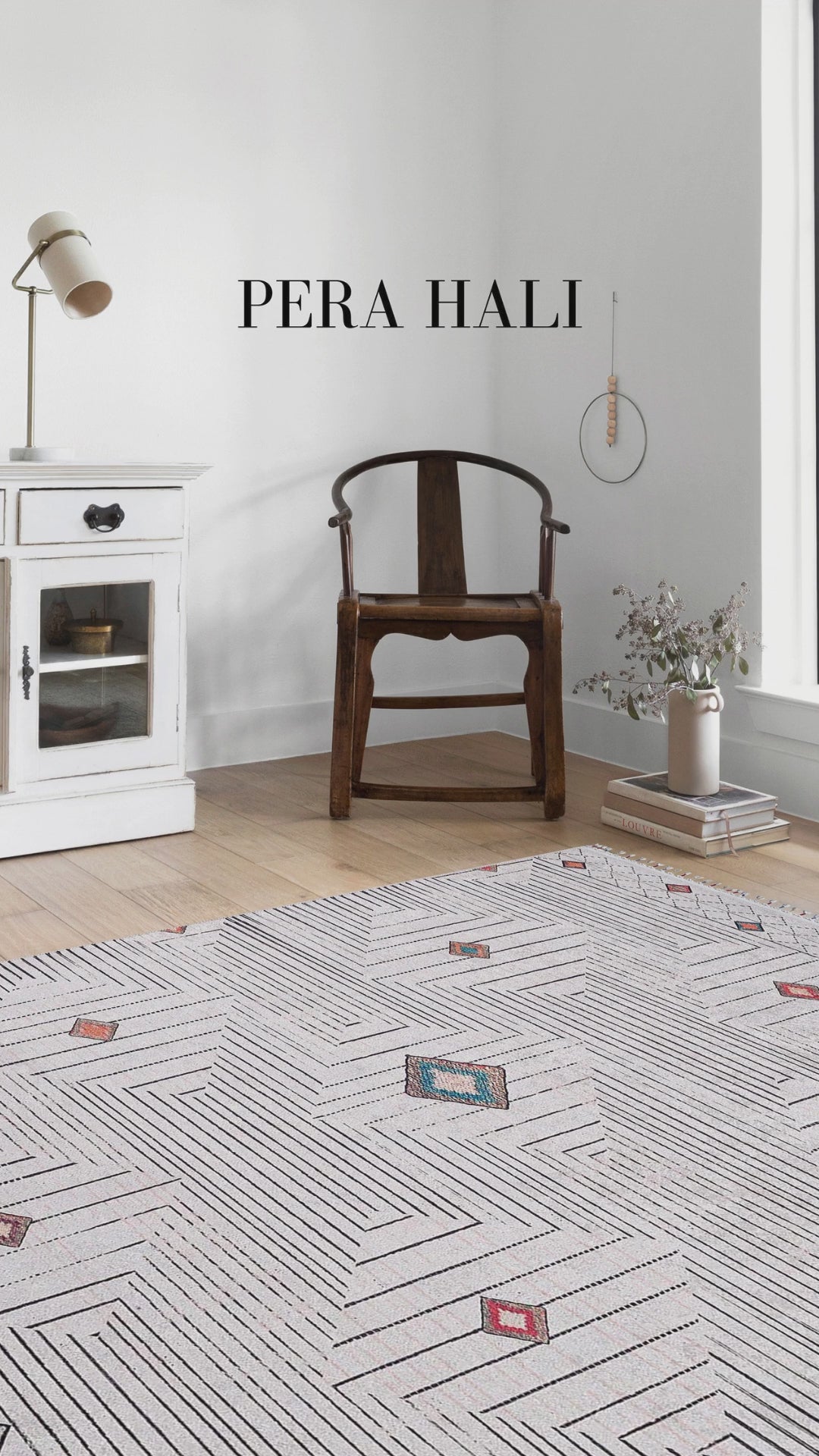 Videoyu yükle: Örgü Saçaklı Gri Siyah Çizgili Geometrik Halı