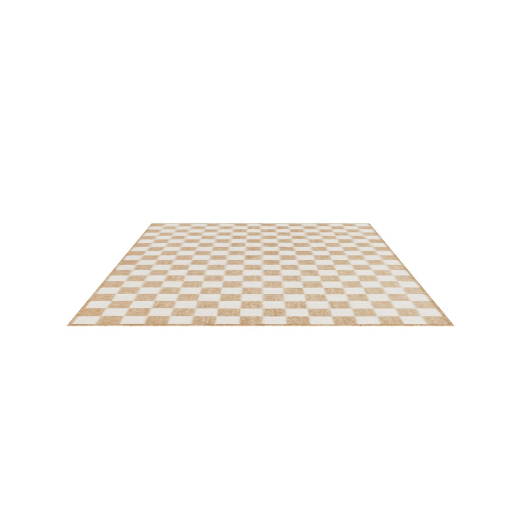 Kahve ve Beyaz Dama Desenli Sisal Halı - FM04W