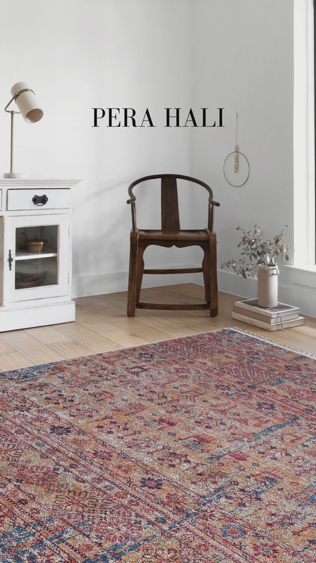 Videoyu yükle: Örgü Saçaklı Turuncu Mavi Eskitme Desenli Halı