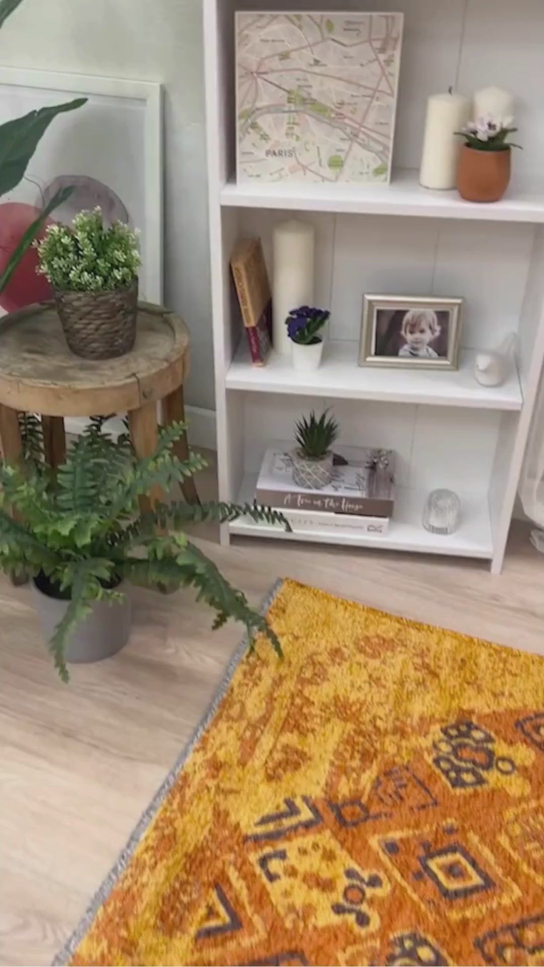 Videoyu yükle: Turuncu Çift Taraflı Modern Vintage Yıkanabilir Antibakteriyel Halı