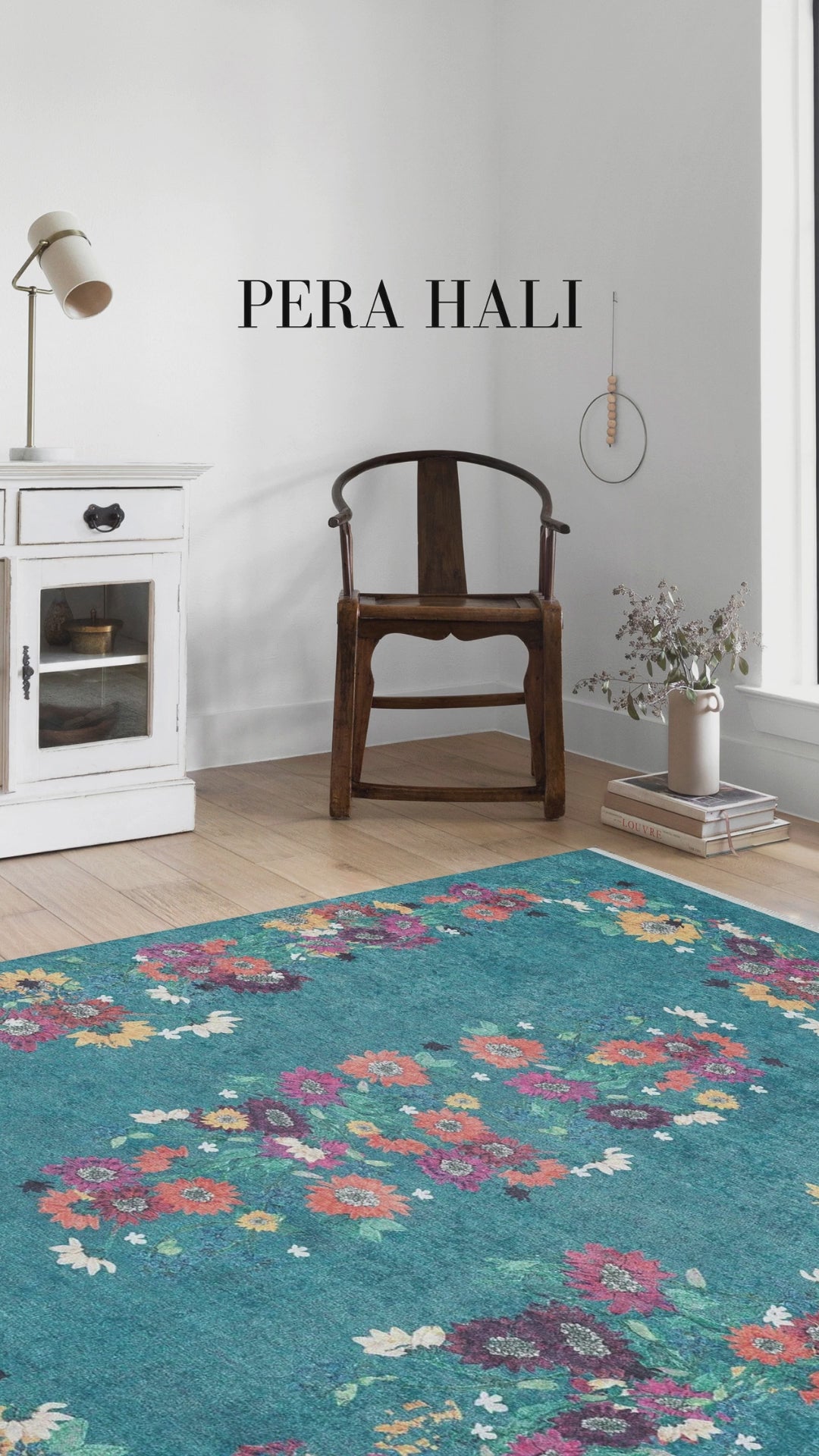 Videoyu yükle: Soho Yeşil Gül Çiçekli Dekoratif Halı