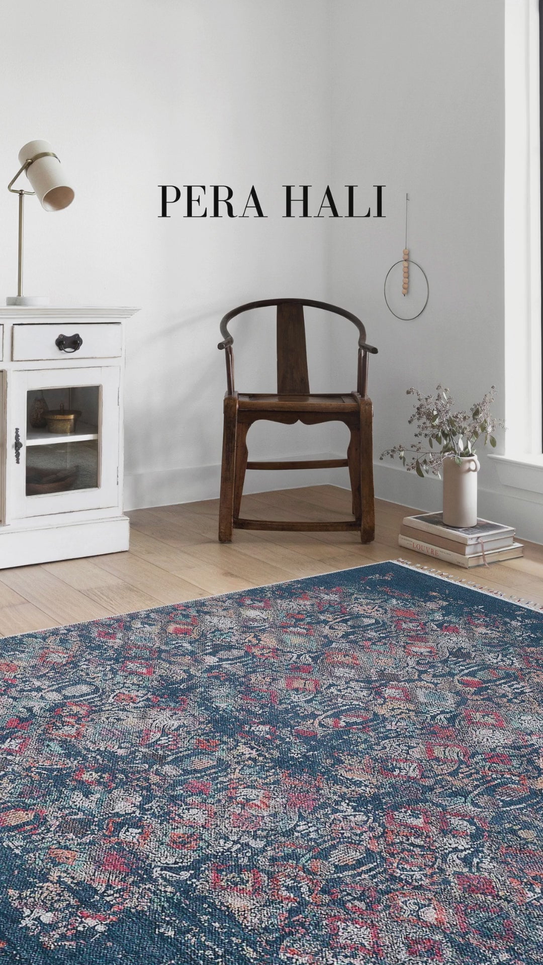 Videoyu yükle: Çiçek Desenli Turkuaz Mavi Vintage Halı