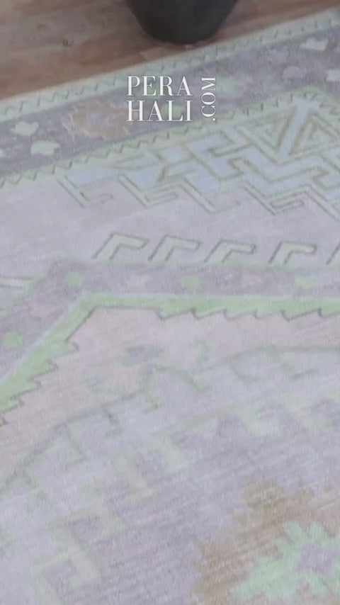 Videoyu yükle: Geometrik Madalyon Desenli Mint Yeşili ve Gri Etnik Halı