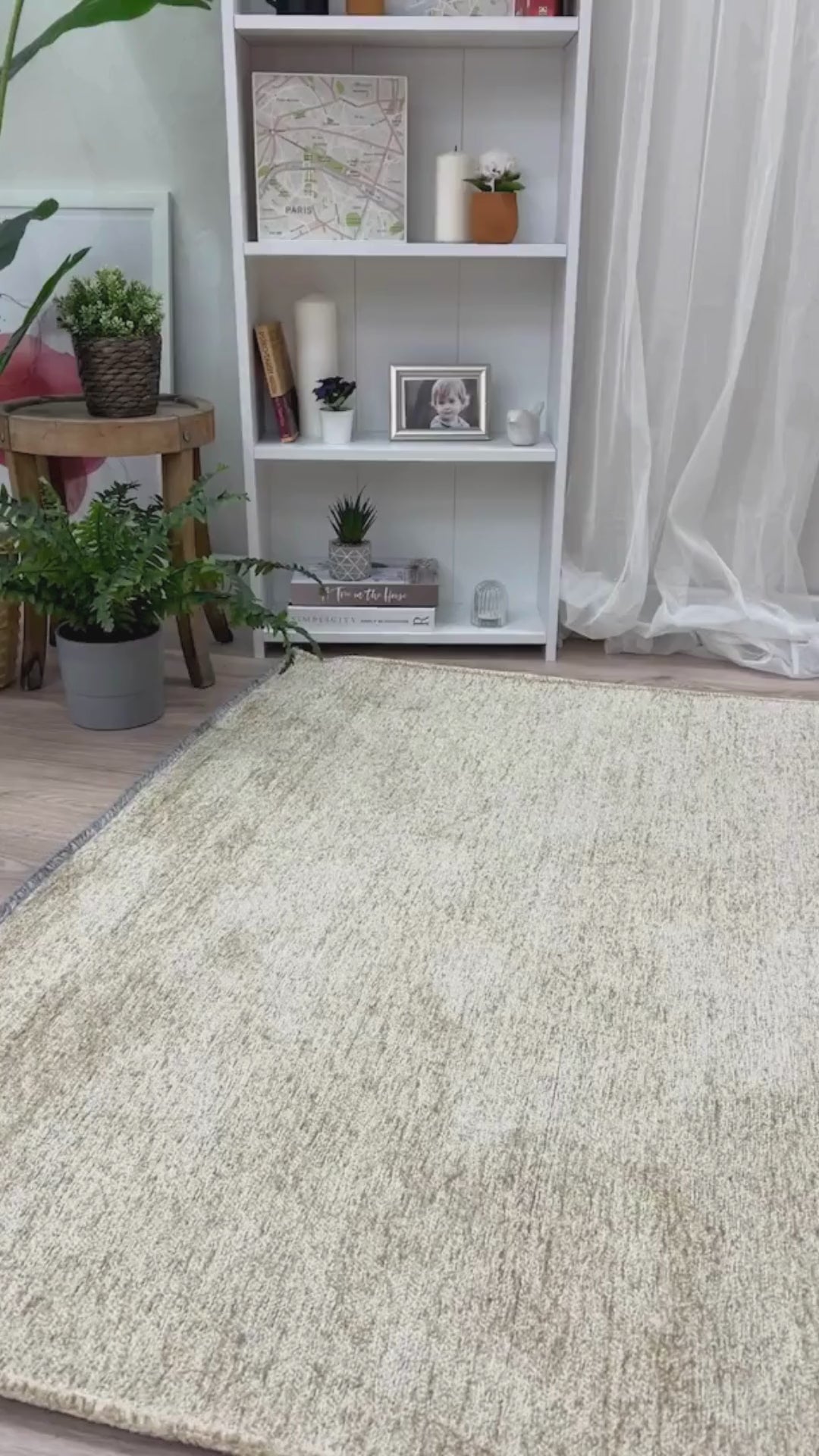 Load video: Beige Modern Plain Washable Antibacterial Carpet
