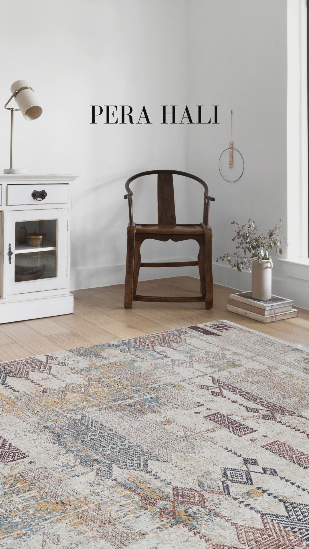 Videoyu yükle: Geometrik Sade Bej Kilim Halı