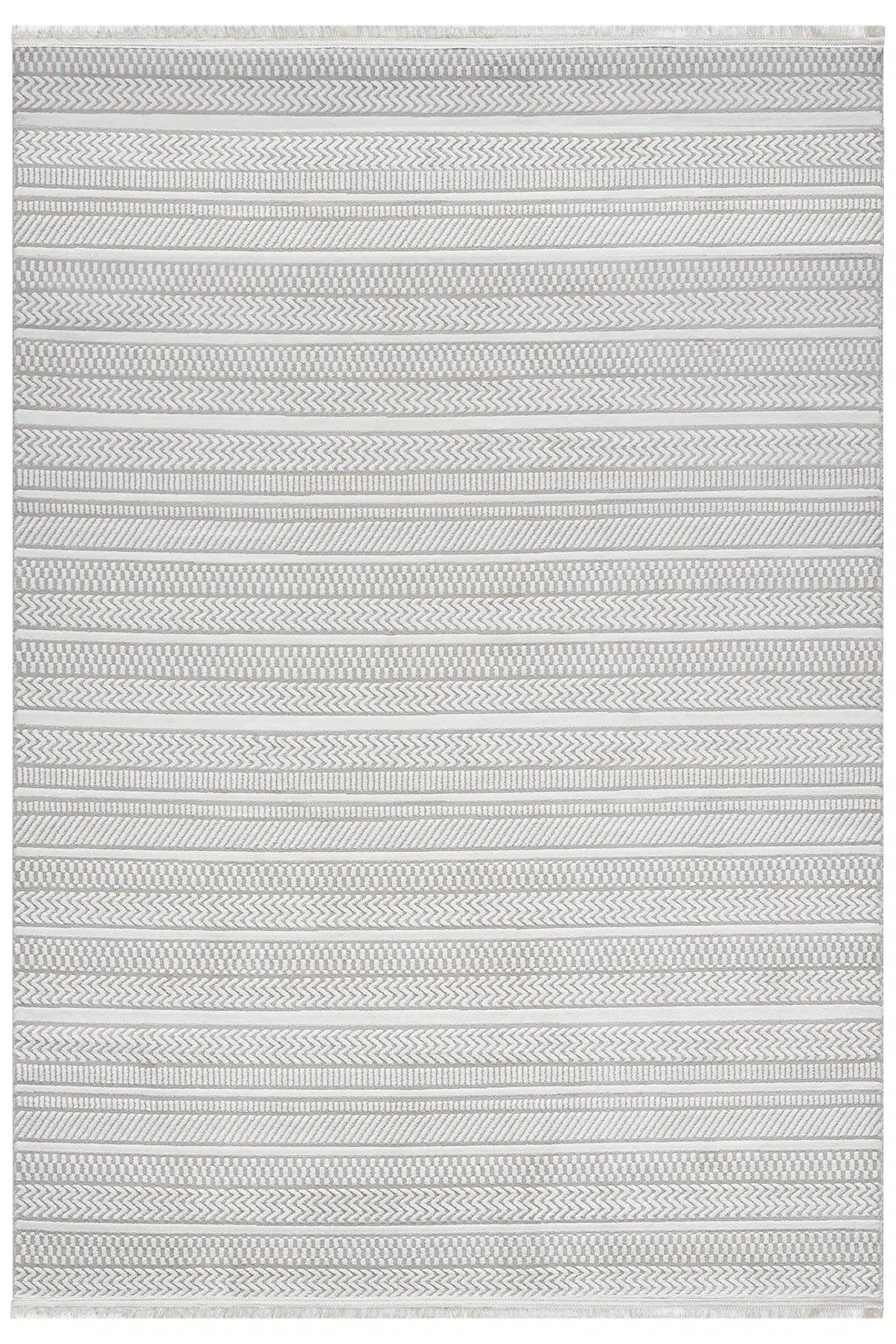 Düz Bej Yatay Çizgili Modern Halı 160x230 cm