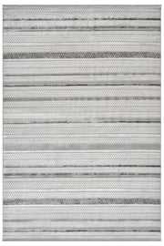 Krem Gri Yatay Çizgili Modern Halı 160x230 cm
