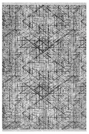 Gri Siyah Soyut Çizgi Desenli Modern Halı 160x230 cm