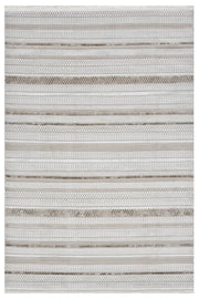 Krem Kahve Yatay Çizgili Modern Halı 160x230 cm