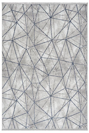 Gri Mavi Geometrik Çizgi Desenli Modern Halı 160x230 cm