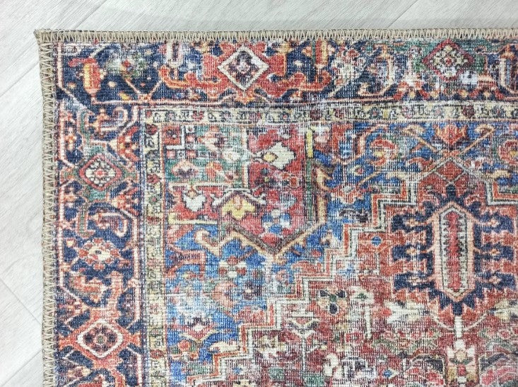 Gray Geometric Patterned Vintage Carpet