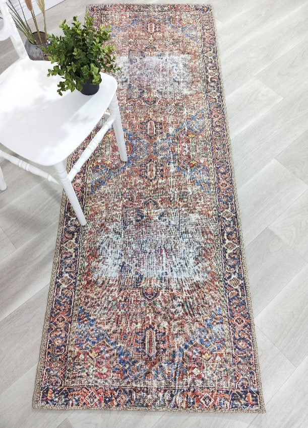 Grauer Vintage-Teppich mit geometrischem Muster