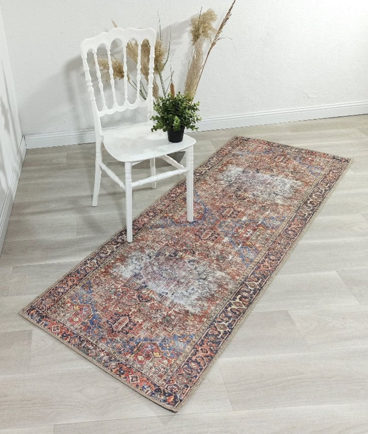 Gray Geometric Patterned Vintage Carpet