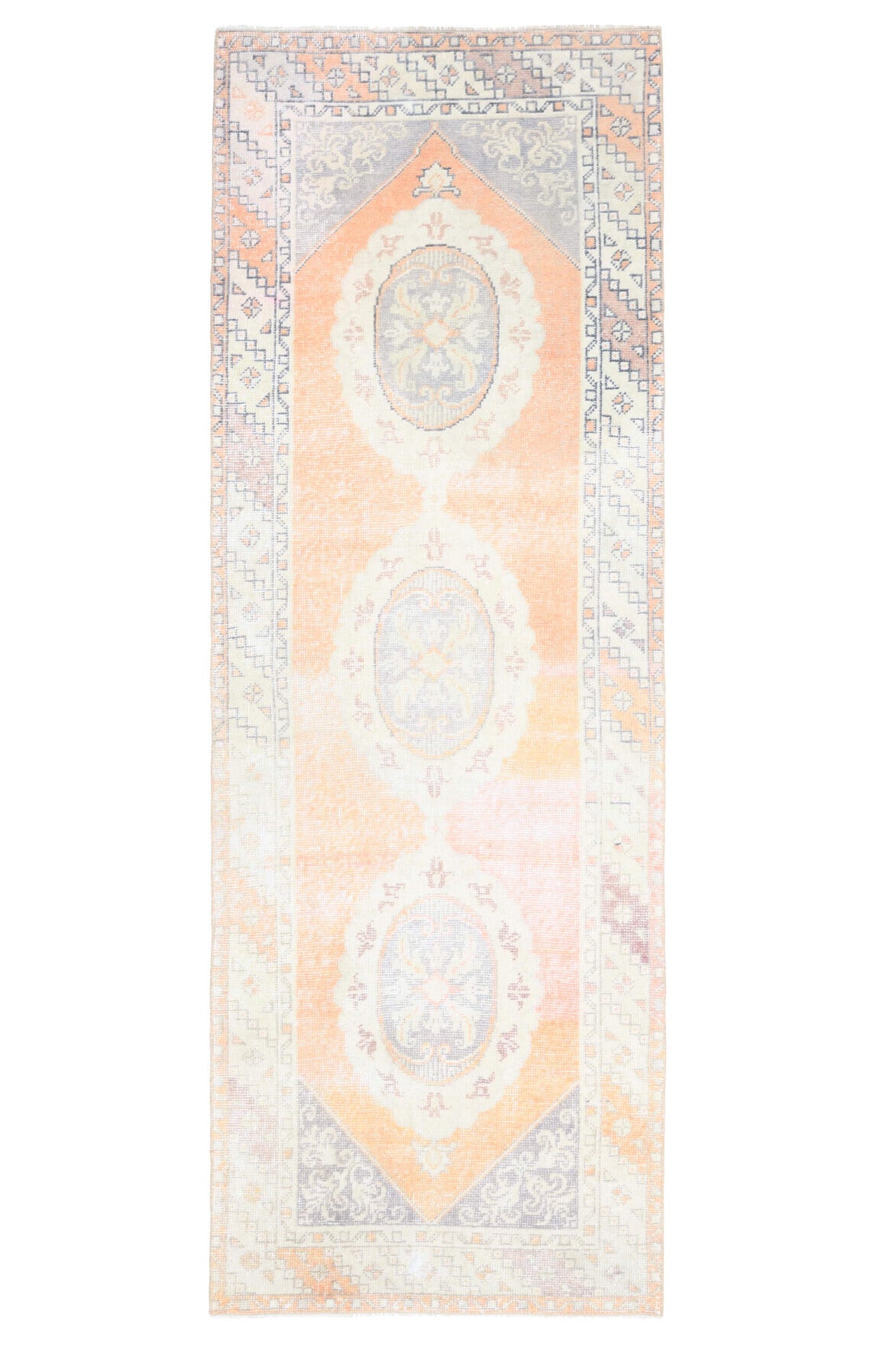 El yapımı vintage yolluk 94x279 cm oryantal desenli yün - açık alan görünümü