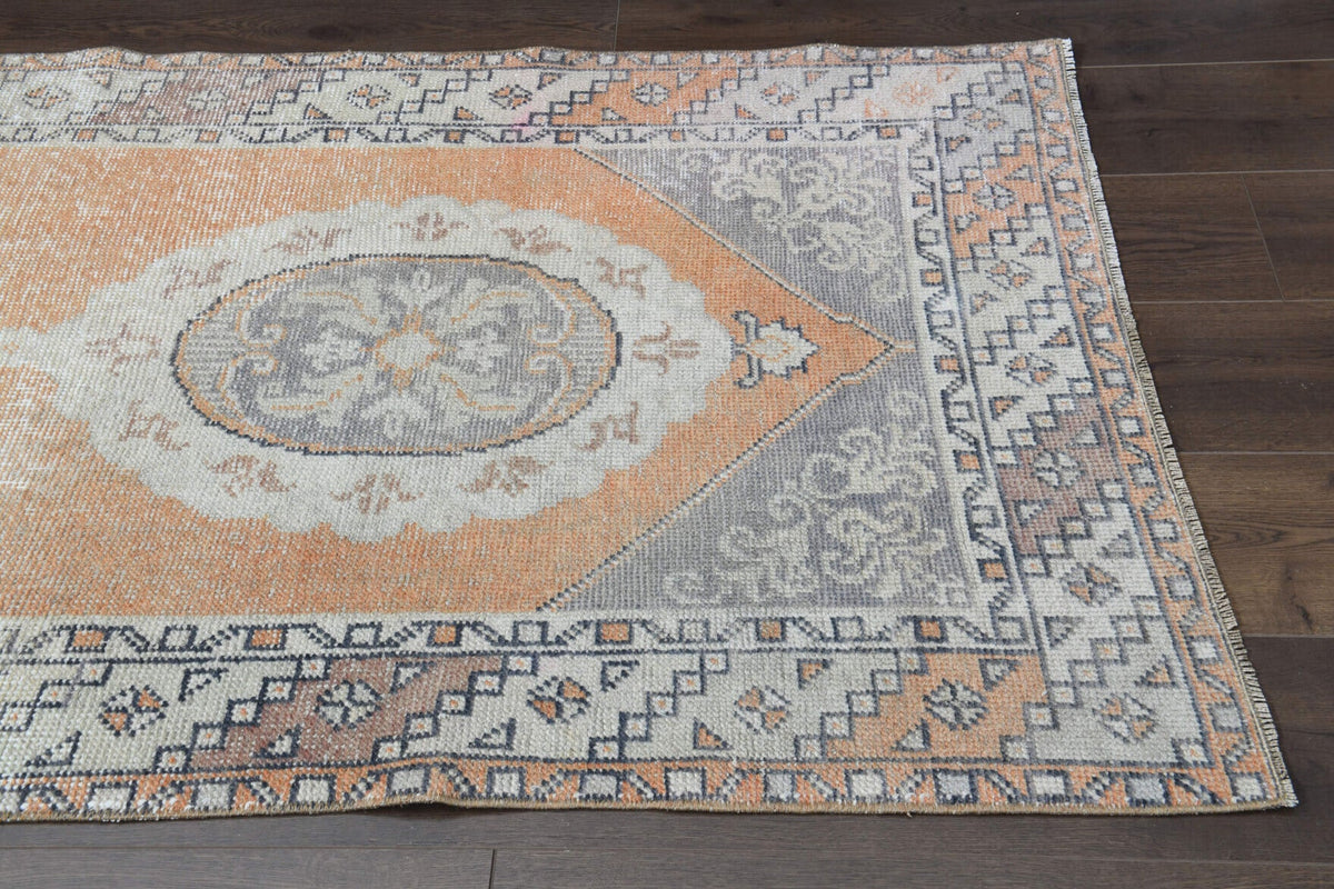 El yapımı vintage yolluk 94x279 cm oryantal desenli yün - üstten görünüm
