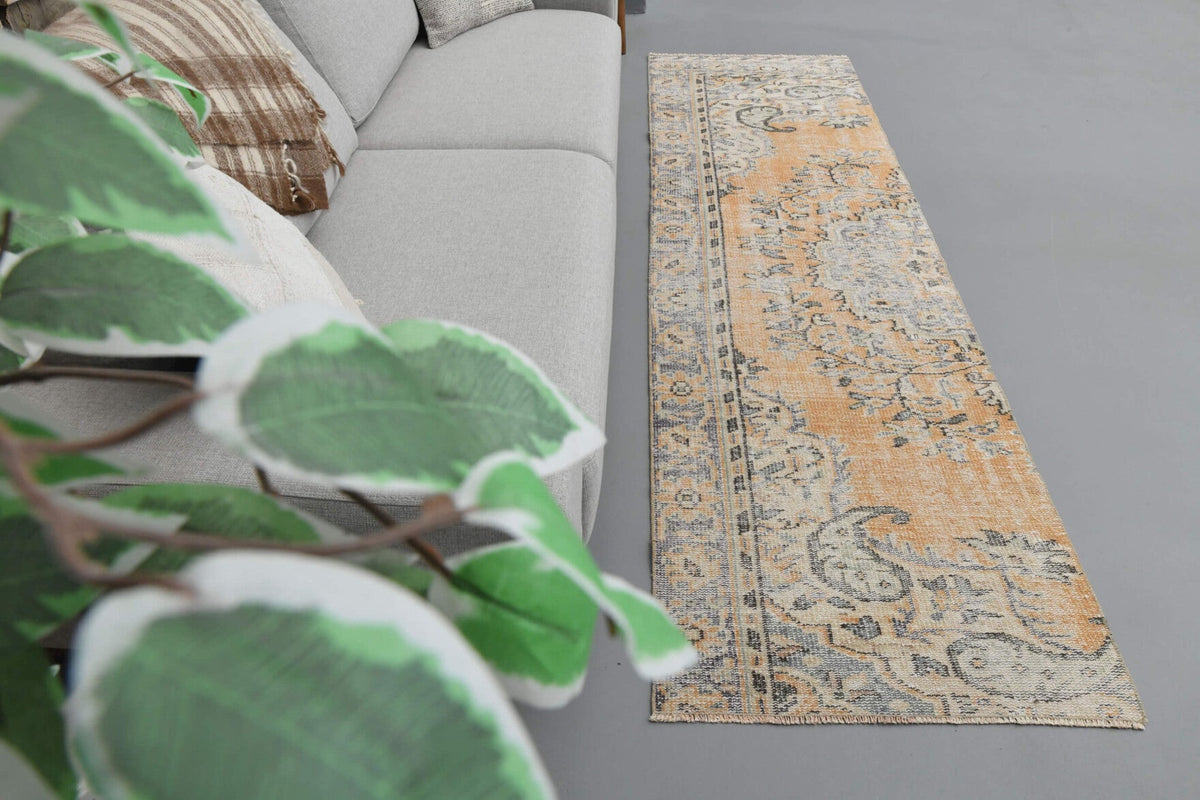 El yapımı vintage yolluk 79x269 cm oryantal desenli yün - detay görünümü