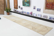 El yapımı vintage yolluk 89x381 cm oryantal desenli yün - detay görünümü