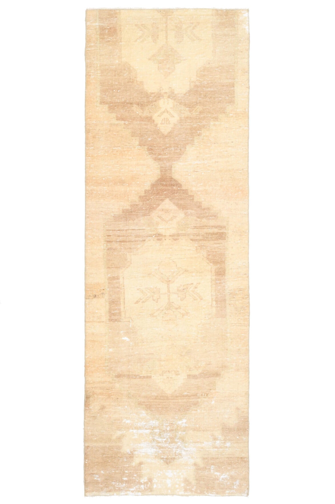 Antique Neutral Oushak Runner Rug