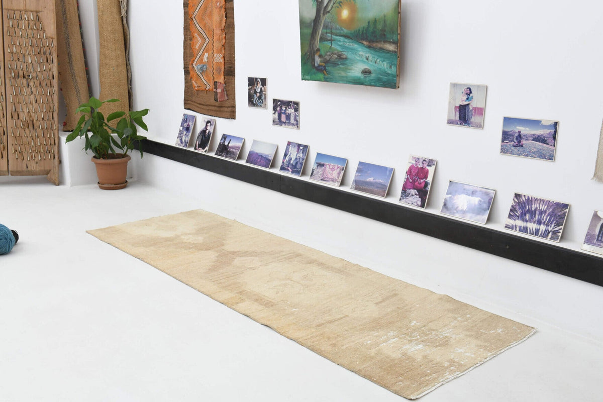 El yapımı vintage yolluk 81x254 cm oryantal desenli yün - detay görünümü